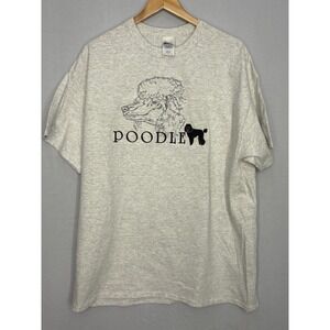 Poodle Dog Art Portrait T-Shirt Mens Gray XL Short Sleeve Vintage Gildan NWOT